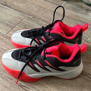 adidas Kids Sneakers Black and Red, 4 Youth